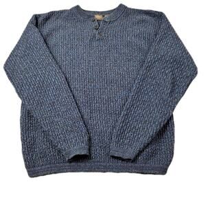 Haggar Generations Blue Marled Henley Sweater size Large